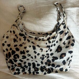 Aerie Leopard Print Longline Scoop Bikini Top - Size Large (L/G)